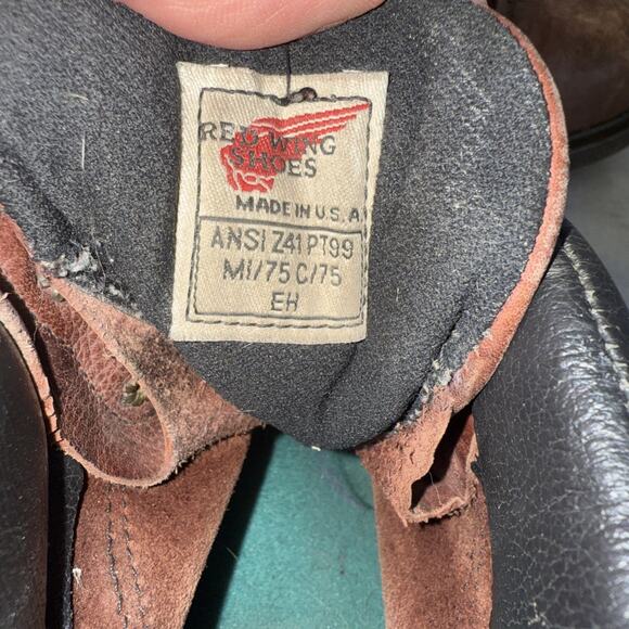 Red Wing ANSI Z41 PT99 MI/75 C/75 EH Leather Steel Toe BOOTS 11.5 12D Distress main image 10